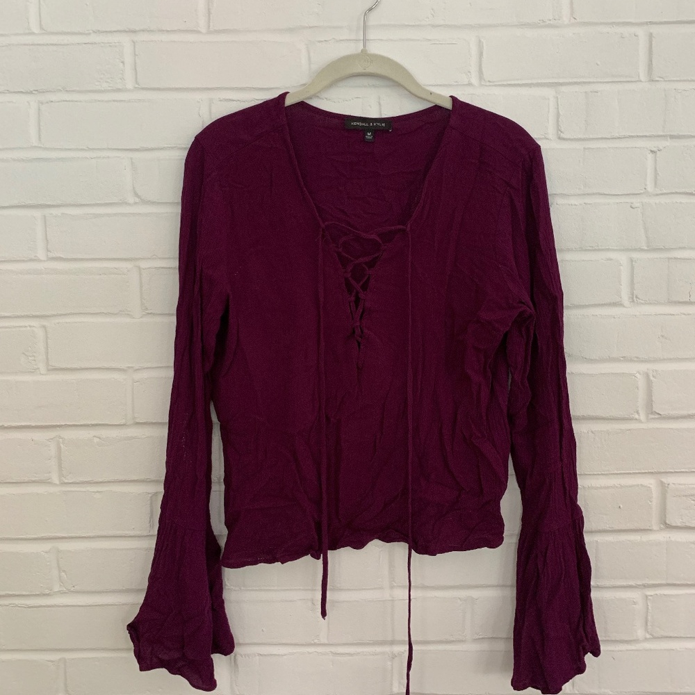 trendy kendall and kylie lace up top